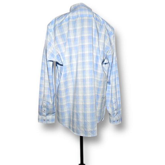 Calvin Klein Men's XXL Blue Plaid Non Iron Classic Fit Button Up Shirt Preppy - Picture 3 of 6
